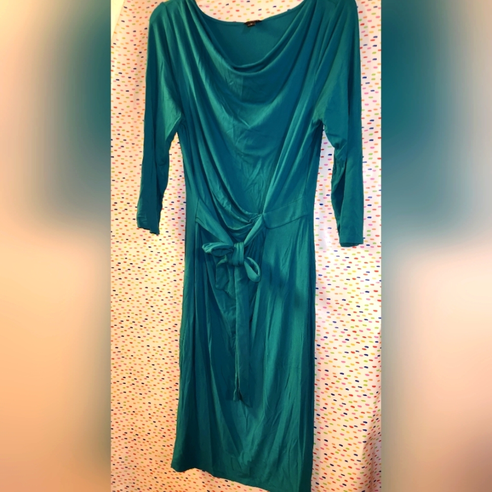 Ann Taylor Green Ruched Wrap Dress